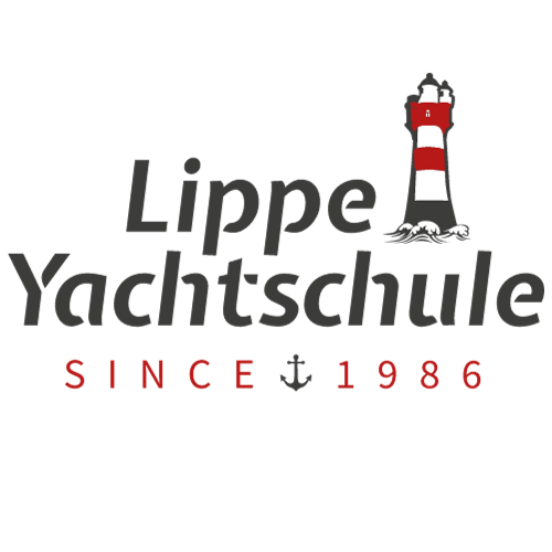 Logo der Lippe Yachtschule. Anerkannte Ausbildungsstätte des Deutschen Motoryacht-Verbandes. Standorte in Bad Oeynhausen und Rheda-Wiedenbrück in den Räumen der Firma Neptun Yachten.