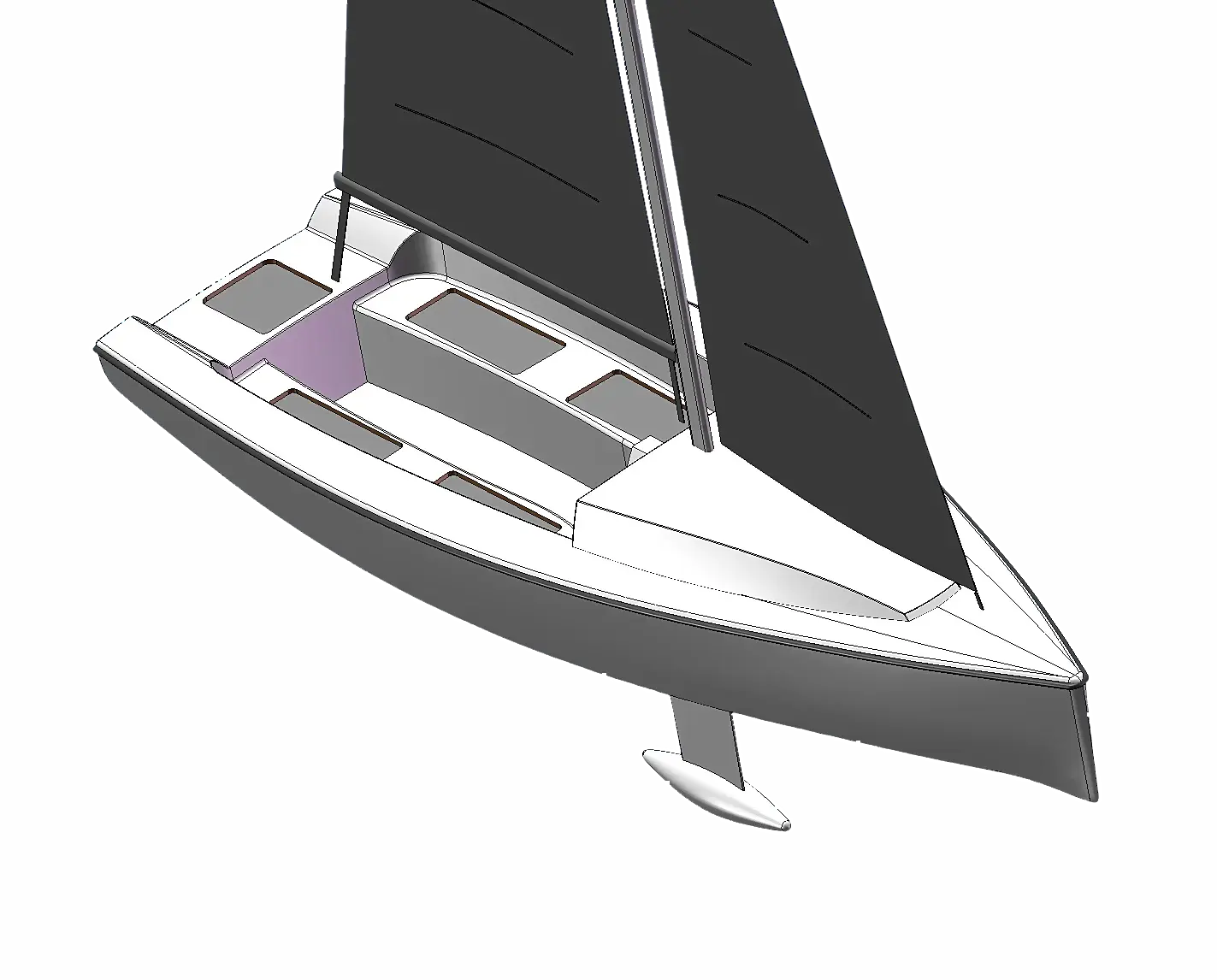 Risszeichnung des Segelbootes Milan 22 von Neptun Yachten